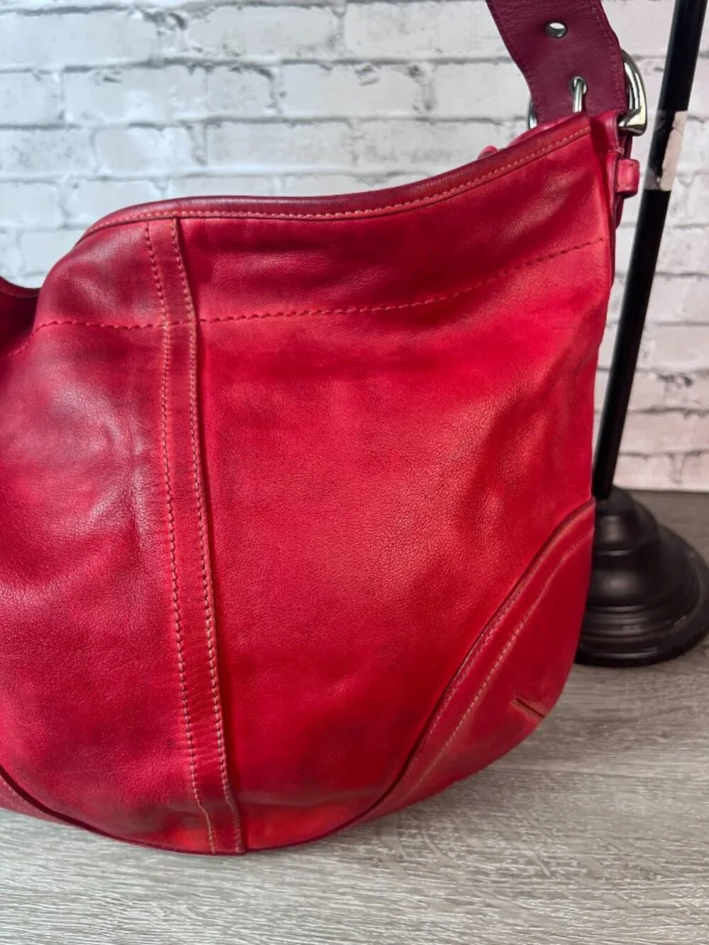 Red Vintage Coach 3651 Soho Medium Leather Hobo Bag